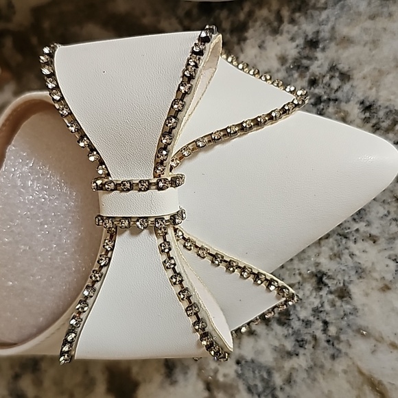 White Bling Bow Heels - Picture 2 of 5